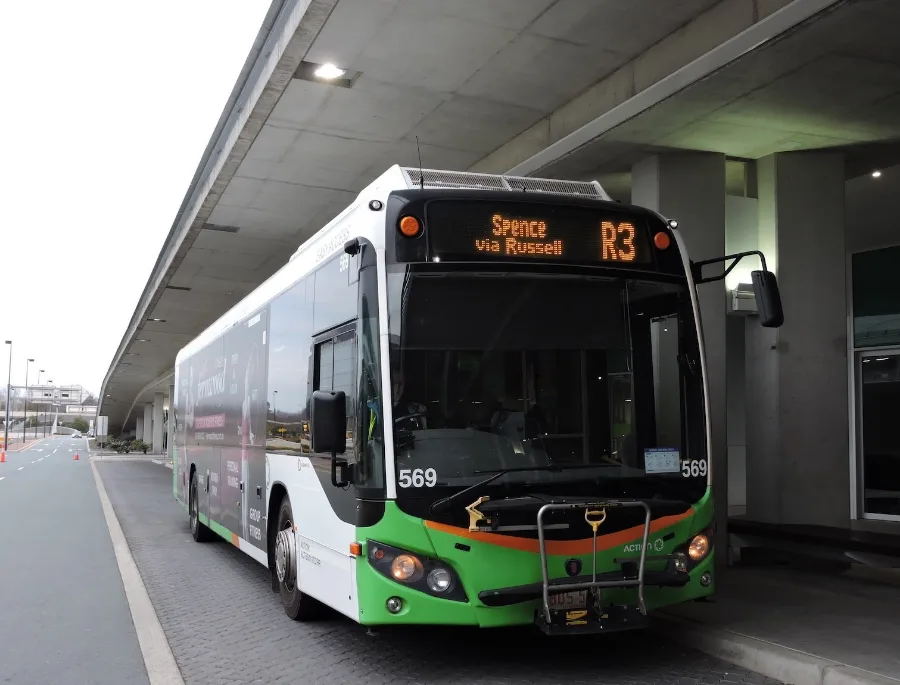 An ACTION bus at Canberra Airport